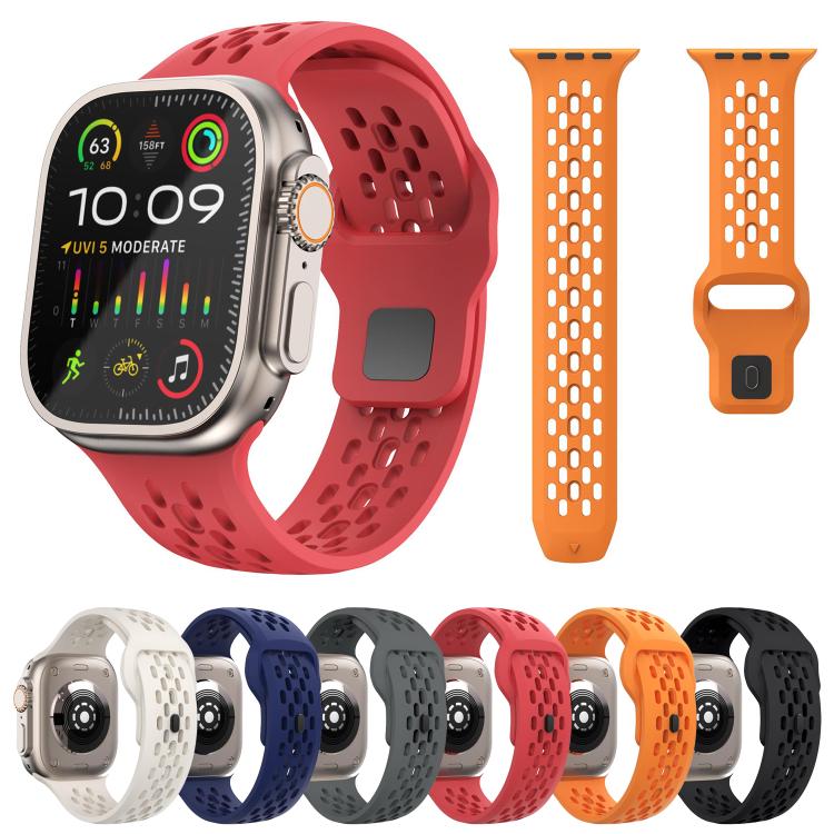 For Apple Watch 46mm / 49mm / 45mm / 44mm Kalebol Mesh Reverse Buckle Silicone Strap(Black) - Watch Bands by Kalebol | Online Shopping South Africa | PMC TechLife | Buy Now Pay Later Mobicred