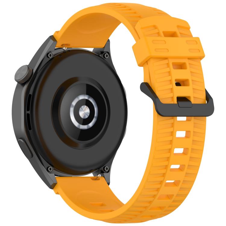 22mm Kalebol Black Buckle Tire Pattern Silicone Watch Band(Yellow) - free shipping - PMc TechLife - Order now!
