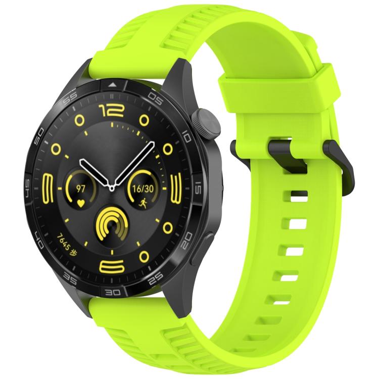 22mm Kalebol Black Buckle Tire Pattern Silicone Watch Band(Lime) - 22mm Bands by Kalebol | Online Shopping South Africa | PMc TechLife | Buy Now Pay Later Mobicred