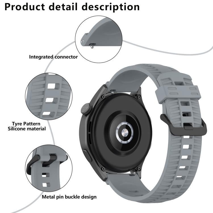 22mm Kalebol Black Buckle Tire Pattern Silicone Watch Band(White) - free shipping - PMc TechLife - Order now!