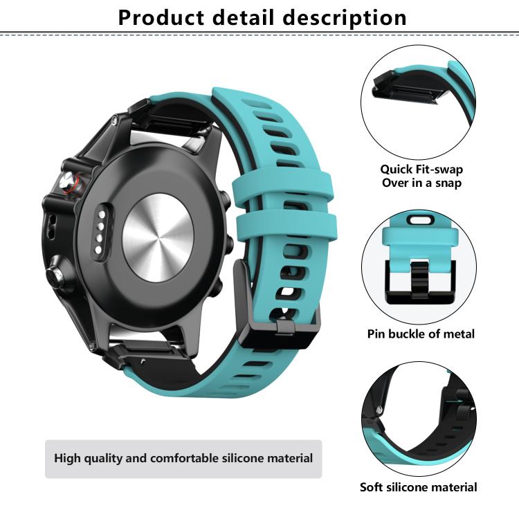 For Garmin QuickFit 22mm Kalebol Two-layer Silicone Watch Band(Green Black) - free shipping - PMc TechLife - Order now!