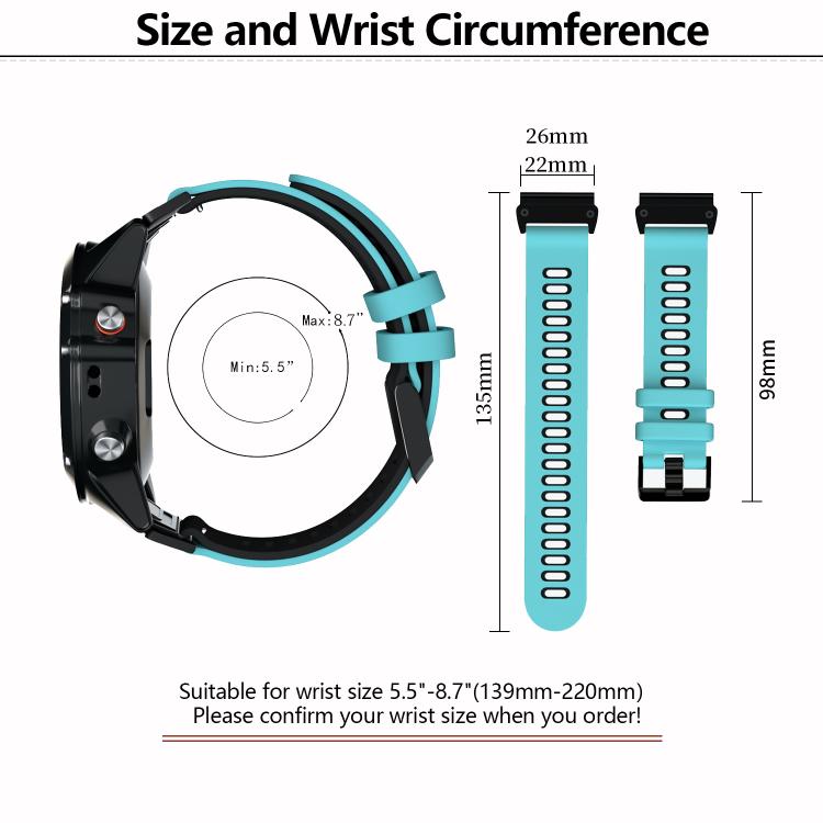 For Garmin QuickFit 26mm Kalebol Two-layer Silicone Watch Band(Black Grey) - free shipping - PMc TechLife - Order now!