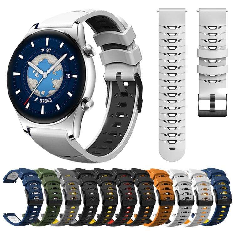 Kalebol 20mm Universal Three Row Holes Silicone Watch Band(Black Yellow) - 20mm Bands by Kalebol | Online Shopping South Africa | PMc TechLife | Buy Now Pay Later Mobicred