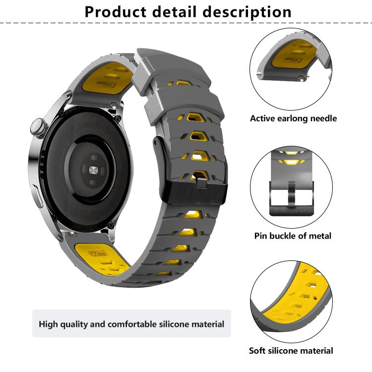 Kalebol 22mm Universal Three Row Holes Silicone Watch Band(White Orange) - 22mm Bands by Kalebol | Online Shopping South Africa | PMc TechLife | Buy Now Pay Later Mobicred