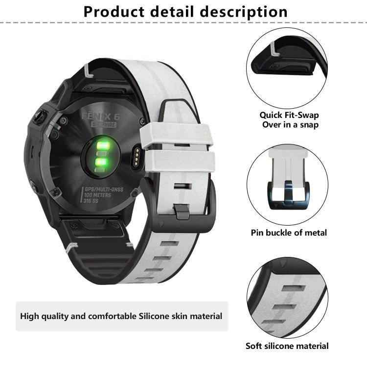 For Garmin QuickFit 22mm Kalebol Quick Release Silicone Leather Watch Band(Black) - free shipping - PMc TechLife - Order now!