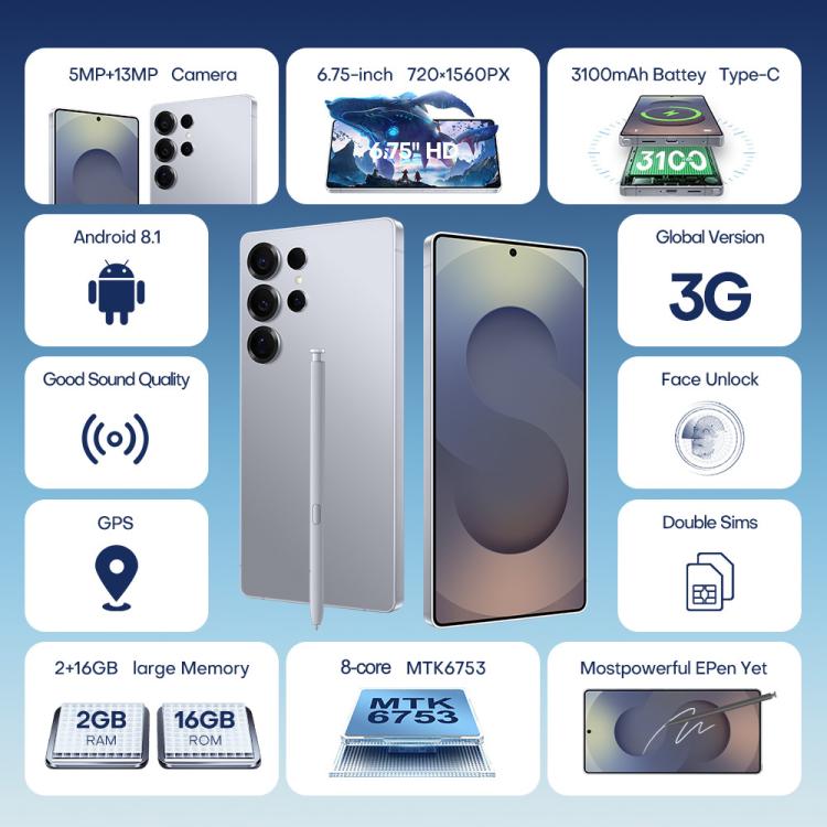 F10 / S25 Ultra, 2GB+16GB, 6.75 inch Android 8.1 MTK6753 Octa Core, Network: 3G, Dual SIM, Plug:US Plug(Titanium Black) - free shipping - PMc TechLife - Order now!
