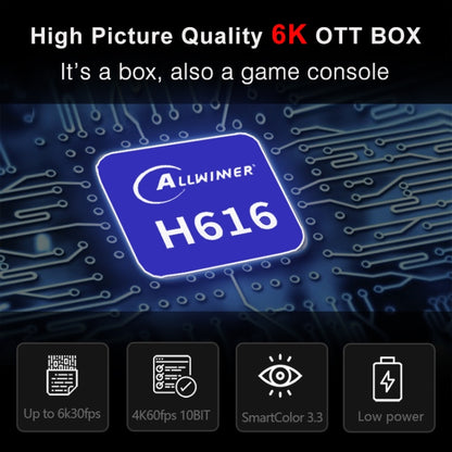 H96 Max 6K Ultra HD Smart TV Box with Remote Controller, Android 10.0, Allwinner H616 Quad Core ARM Cortex-A53, 4GB+64GB, Support TF Card / USBx2 / AV / HDMI / WIFI, EU Plug - Allwinner H6 by PMC Jewellery | Online Shopping South Africa | PMC Jewellery | Buy Now Pay Later Mobicred