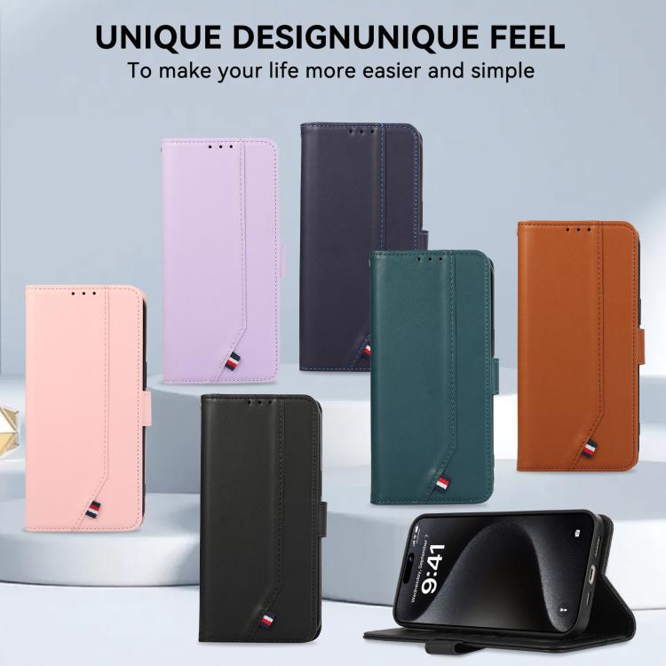 For iPhone 17 Pro Max ABEEL Delicate Texture Splicing RFID Leather Phone Case(Purple) - free shipping - PMc TechLife - Order now!