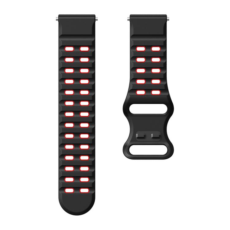 22mm Double-row Hole Studded Buckle Silicone Watch Band(Black Red) - free shipping - PMc TechLife - Order now!