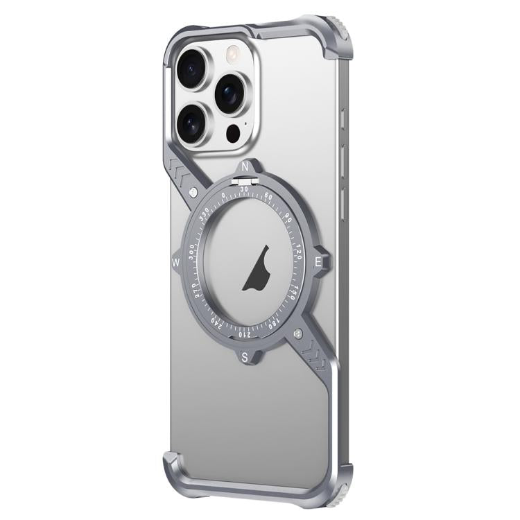 For iPhone 15 Pro S Shaped 360 Holder Airbag Frameless MagSafe Metal Phone Case(Space Gray) - free shipping - PMC TechLife - Order now!