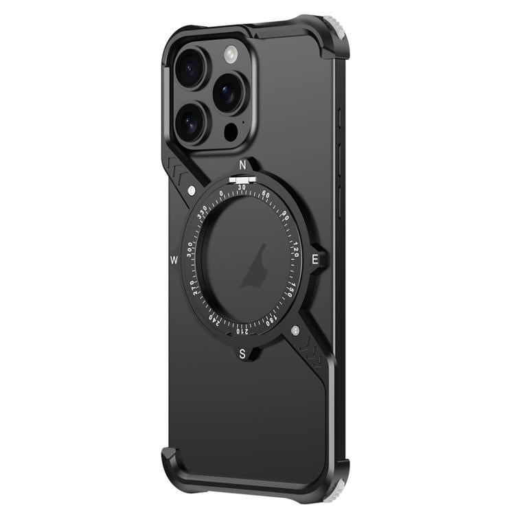 For iPhone 14 Pro Max S Shaped 360 Holder Airbag Frameless MagSafe Metal Phone Case(Black) - free shipping - PMC TechLife - Order now!