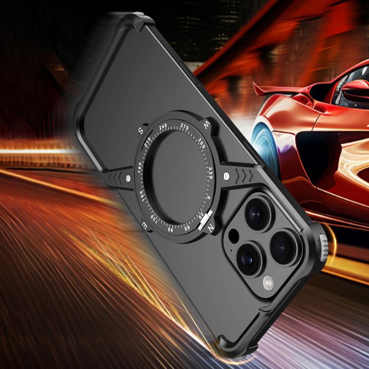 For iPhone 16 S Shaped 360 Holder Airbag Frameless MagSafe Metal Phone Case(Black) - free shipping - PMC TechLife - Order now!