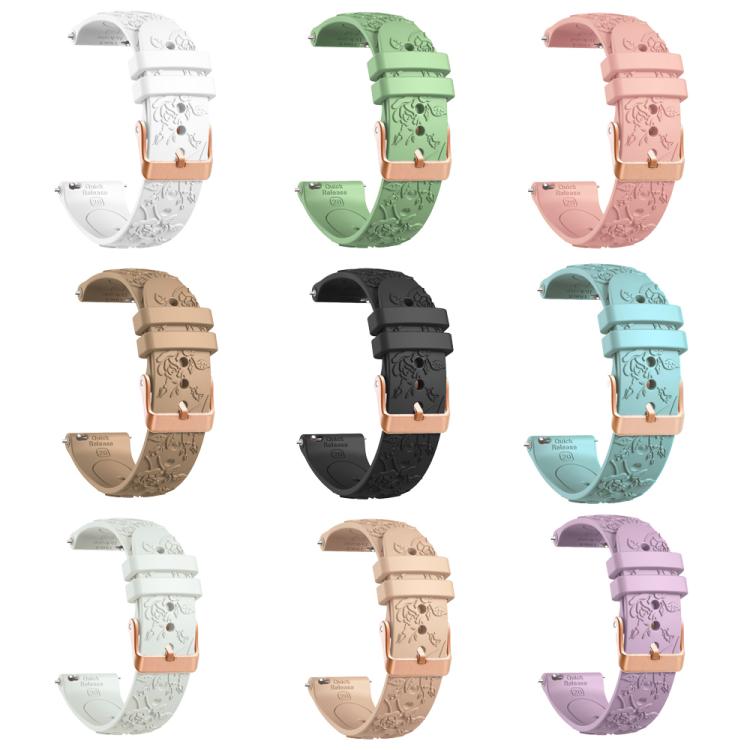 20mm Embossed Rose Gold Buckle Silicone Watch Band(Black) - free shipping - PMc TechLife - Order now!