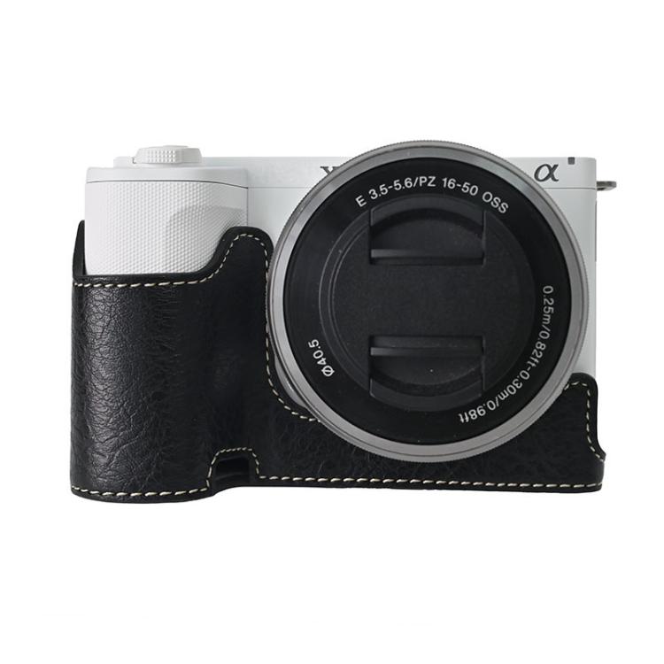 For Sony Alpha ZV-E10 II / ZV-E10M2 Litchi Texture PU Leather Camera Half Case Base(Black) - free shipping - PMC TechLife - Order now!