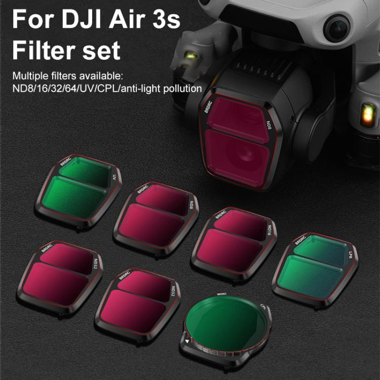 For DJI Air 3S BRDRC Camera Lens Filter, Filter:6 in 1 ND8-64 UV CPL - free shipping - PMC TechLife - Order now!