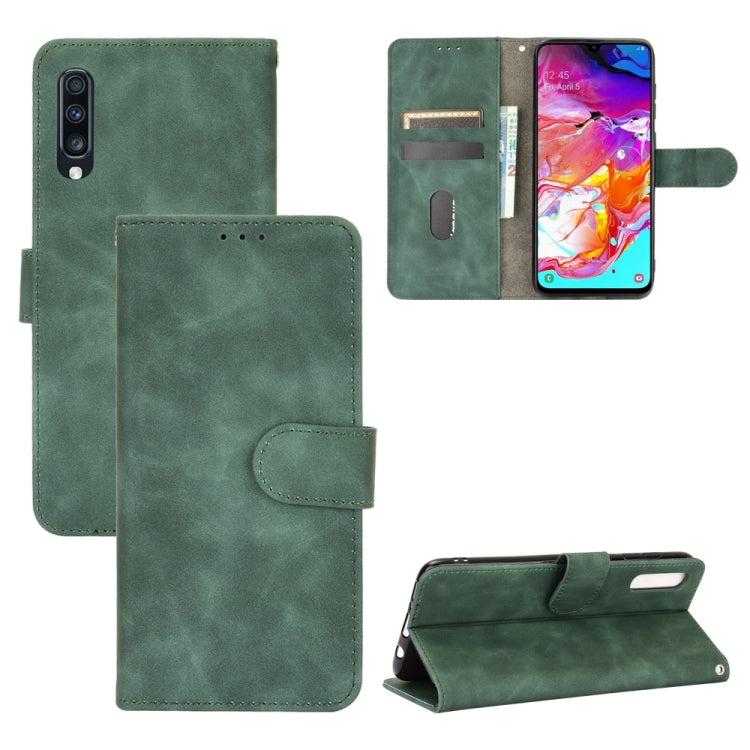 For Samsung Galaxy A70 Solid Color Skin Feel Magnetic Buckle Horizontal Flip Calf Texture PU Leather Case with Holder & Card Slots & Wallet(Green) - Galaxy Phone Cases by PMC Jewellery | Online Shopping South Africa | PMC Jewellery