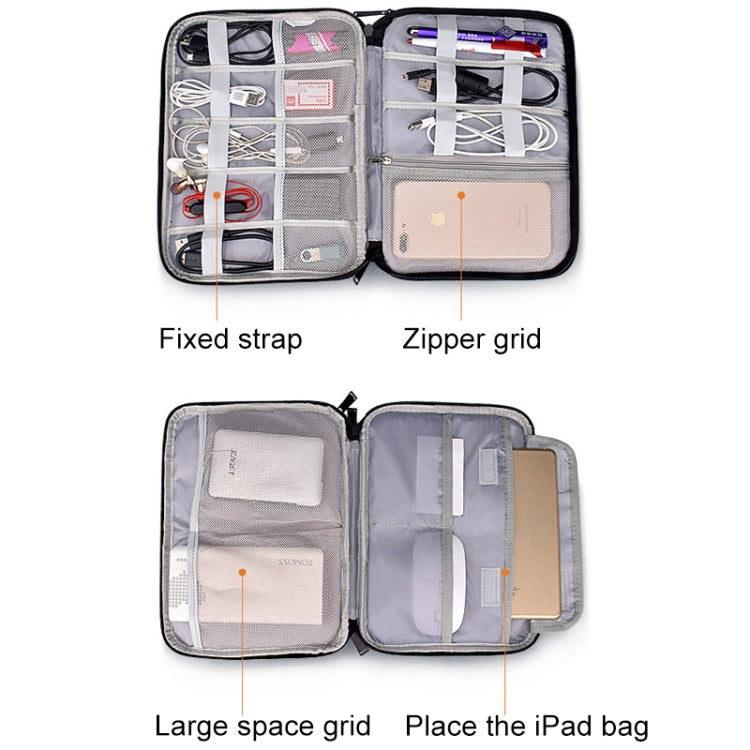 SM01 Multi-function Waterproof Double Layer Data Cable Earphone U Disk Digital Accessories Storage Bag, Size: L(Navy Blue) - Other by PMC Jewellery | Online Shopping South Africa | PMC Jewellery | Buy Now Pay Later Mobicred