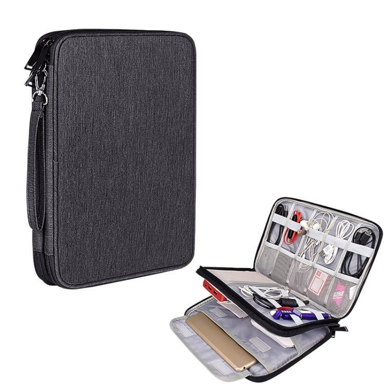 SM01 Multi-function Waterproof Double Layer Data Cable Earphone U Disk Digital Accessories Storage Bag, Size: L(Black) - free shipping - PMC Jewellery - Order now!