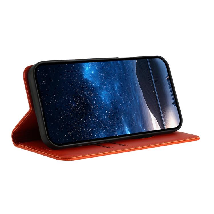 For iPhone 17 Pro Strong Magnetic Frosted Flip Leather Phone Case(Orange) - free shipping - PMc TechLife - Order now!
