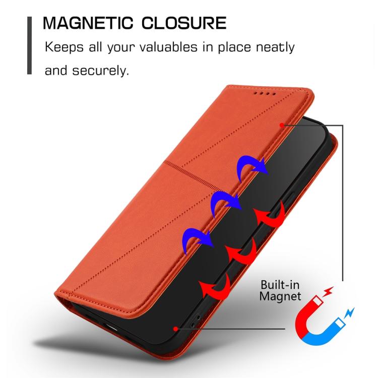 For iPhone 17 Pro Strong Magnetic Frosted Flip Leather Phone Case(Orange) - free shipping - PMc TechLife - Order now!
