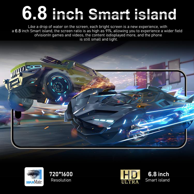 I16 Pro Max / VD1, 3GB+32GB, 6.8 inch Android 10 MTK6753 Octa Core, Network: 4G, Dual SIM, Plug:EU Plug(Black) - free shipping - PMc TechLife - Order now!
