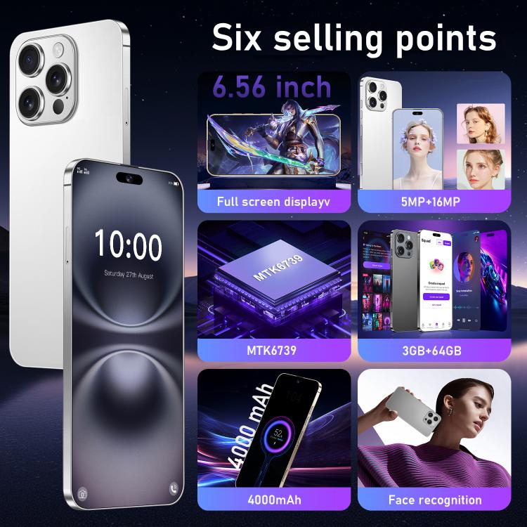 I16 Pro Max / RAi3, 3GB+64GB, 6.56 inch Android 10 MTK6739 Quad Core, Network: 4G, Dual SIM, Plug:UK Plug(Gold) - free shipping - PMc TechLife - Order now!