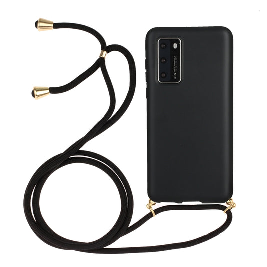 For Huawei P40 Wheat Straw Material + TPU Protective Case with Lanyard(Black) - Huawei Cases by PMC Jewellery | Online Shopping South Africa | PMC Jewellery