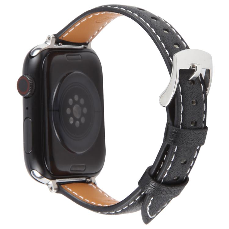 For Apple Watch 42mm / 41mm / 40mm / 38mm Silk Microfiber Leather Watch Band(Black) - Watch Bands by PMC TechLife | Online Shopping South Africa | PMC TechLife | Buy Now Pay Later Mobicred