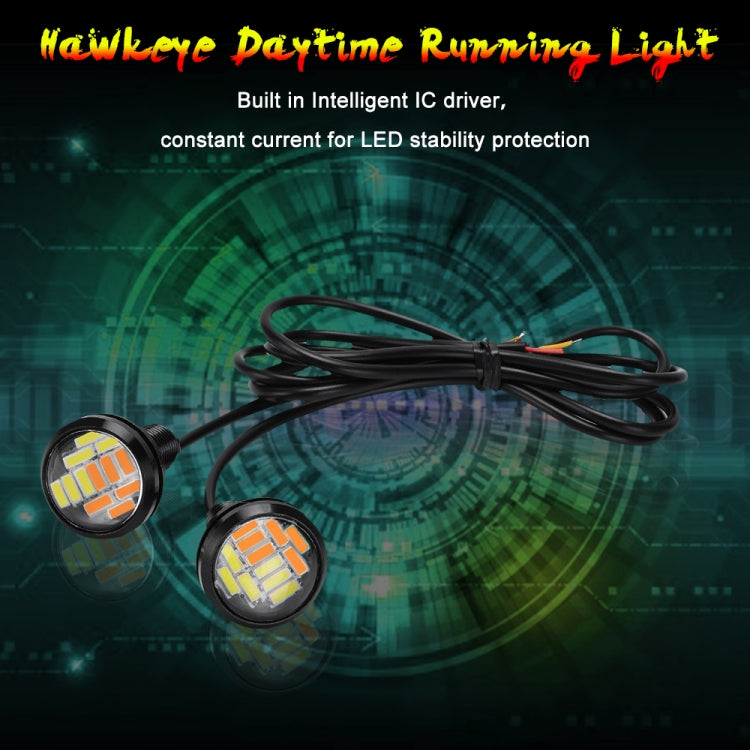 10 PCS 23mm 12LEDs SMD-4014 DC9-80V Motorcycle Eagle Eye Light(White and Yellow Light) - free shipping - PMC TechLife - Order now!