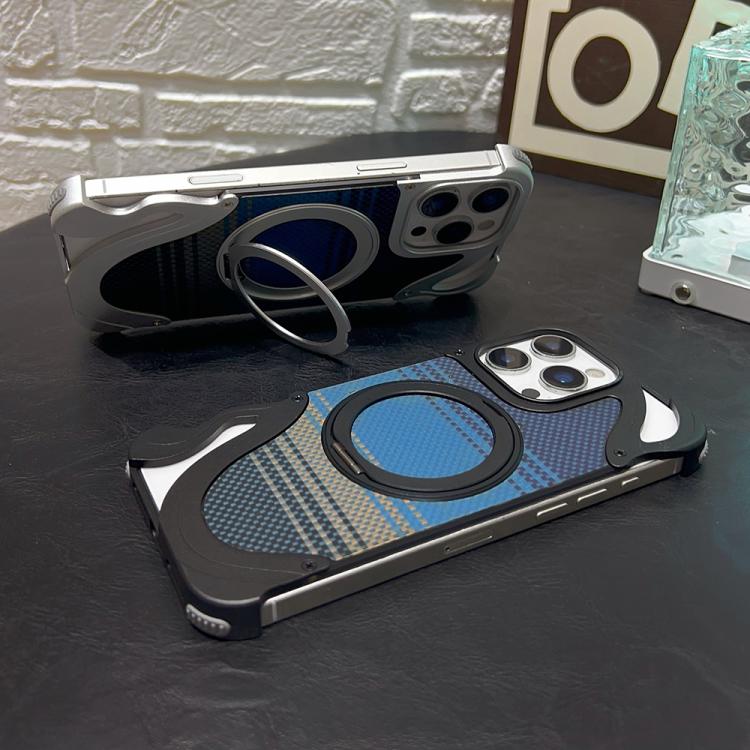 For iPhone 14 Pro Metal Frameless 360 Degree Rotation Holder MagSafe Phone Case(Silver) - free shipping - PMC TechLife - Order now!