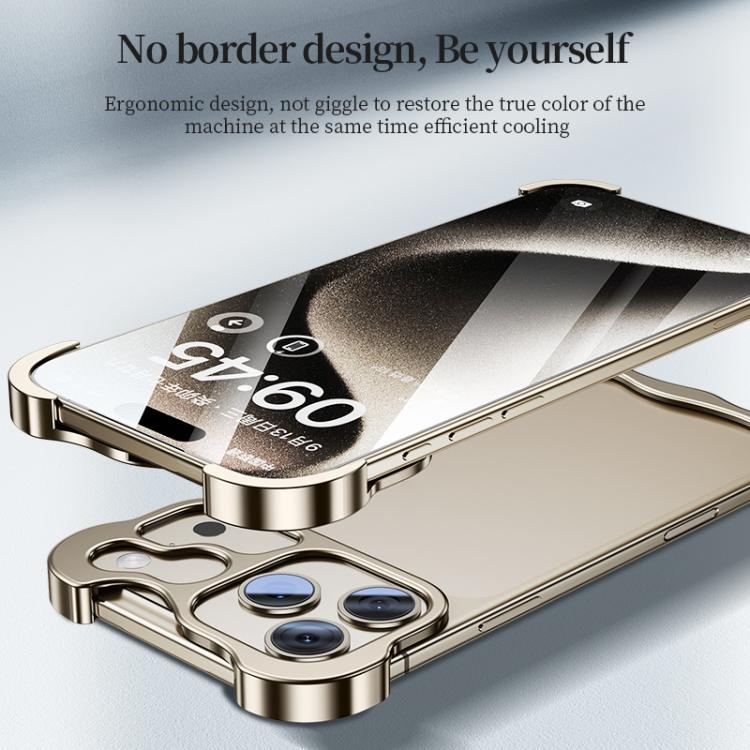 For iPhone 17 Pro Frameless Metal Corner Pad Phone Case with Lens Film(Grey) - free shipping - PMC TechLife - Order now!