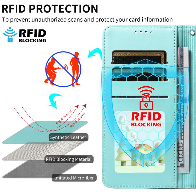 For Motorola Edge 50 Neo 5G Embossed Heart Dog RFID Blocking Wallet Leather Phone Case(Green) - free shipping - PMC TechLife - Order now!