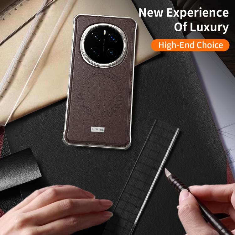 For Honor Magic7 Pro J TRIBE Metal Frameless Plain Leather MagSafe Phone Case(Black) - free shipping - PMC TechLife - Order now!