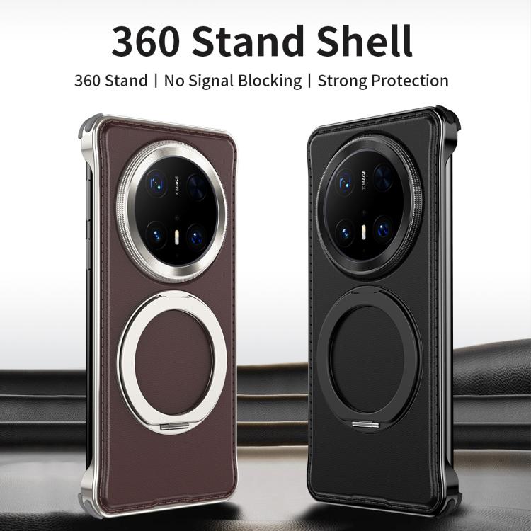 For Huawei Mate 60 Pro+ Metal Frameless Plain Leather MagSafe Holder Phone Case(Black) - free shipping - PMC TechLife - Order now!