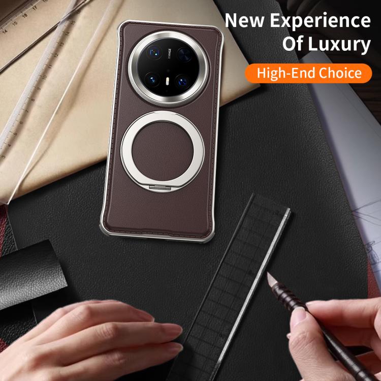 For Huawei Mate 60 Pro+ Metal Frameless Plain Leather MagSafe Holder Phone Case(Black) - free shipping - PMC TechLife - Order now!