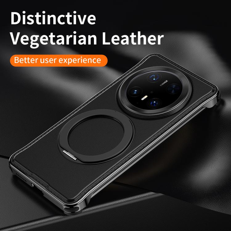 For Huawei Mate 60 Pro+ Metal Frameless Plain Leather MagSafe Holder Phone Case(Black) - free shipping - PMC TechLife - Order now!