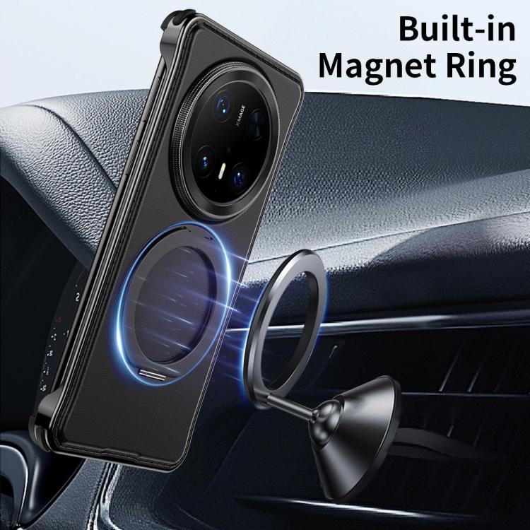 For Huawei Mate 60 Pro+ Metal Frameless Plain Leather MagSafe Holder Phone Case(Black) - free shipping - PMC TechLife - Order now!