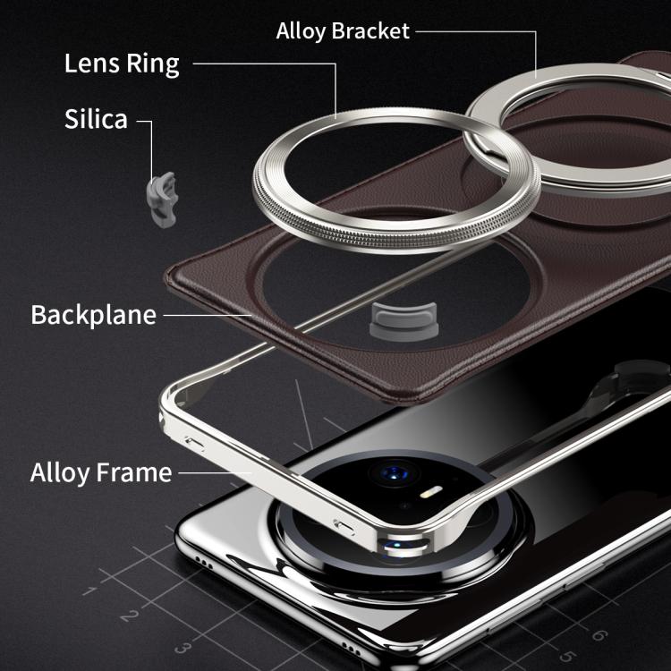 For Huawei Mate 60 Pro+ Metal Frameless Plain Leather MagSafe Holder Phone Case(Black) - free shipping - PMC TechLife - Order now!