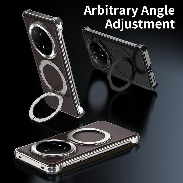 For Huawei Mate 70 Pro+ Metal Frameless Plain Leather MagSafe Holder Phone Case(Black) - free shipping - PMC TechLife - Order now!