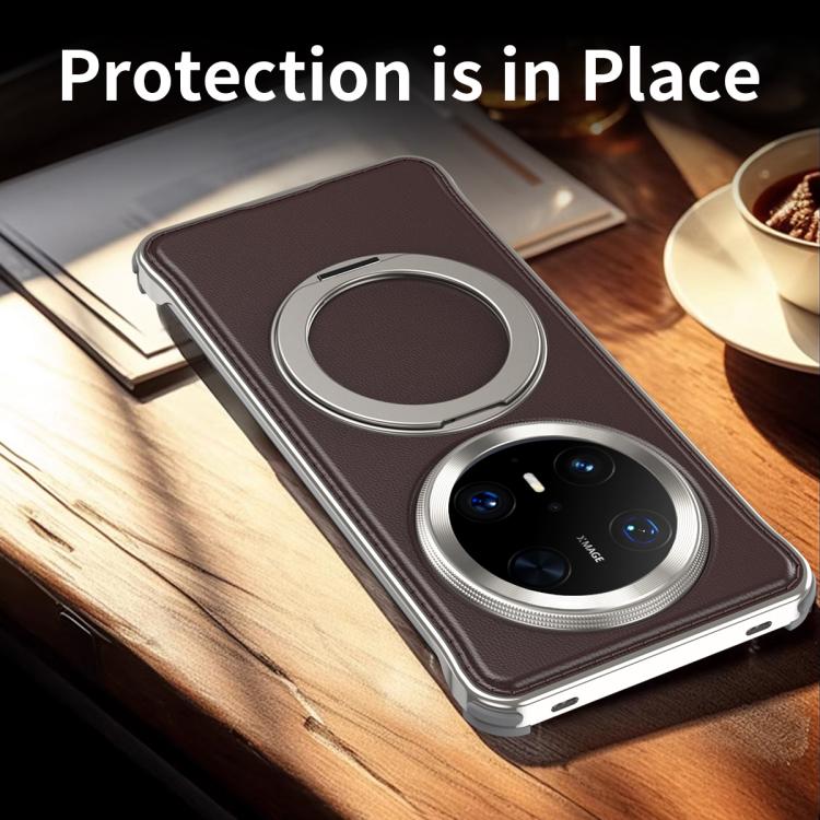 For Huawei Mate 70 Pro+ Metal Frameless Plain Leather MagSafe Holder Phone Case(Black) - free shipping - PMC TechLife - Order now!