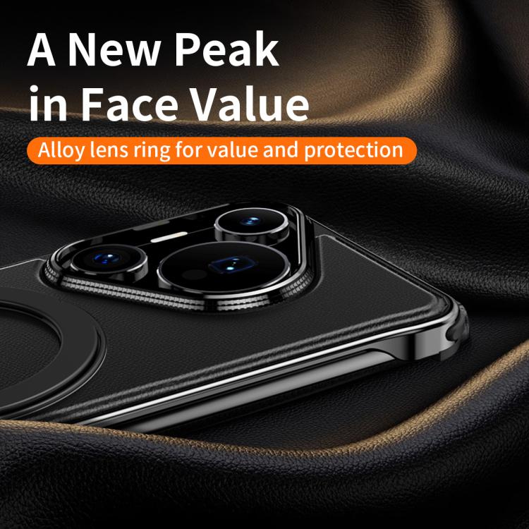 For Huawei Pura 70 Pro+ Metal Frameless Plain Leather MagSafe Holder Phone Case(Black) - free shipping - PMC TechLife - Order now!