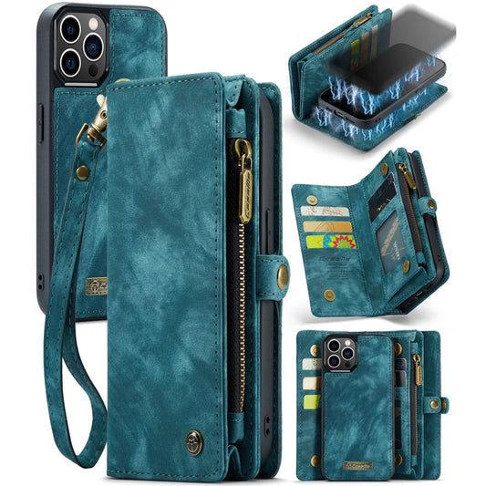 For iPhone 12 / 12 Pro CaseMe-008 Detachable Multifunctional Wallet Leather Phone Case (Blue) - iPhone 12 / 12 Pro Cases by CaseMe | Online Shopping South Africa | PMC Jewellery | Buy Now Pay Later Mobicred