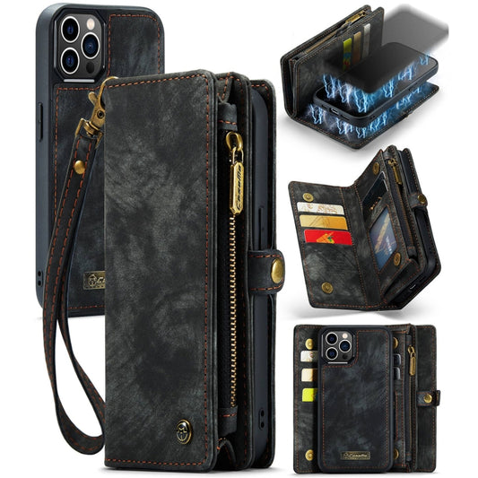 For iPhone 12 Pro Max CaseMe-008 Detachable Multifunctional Wallet Leather Phone Case (Black) - iPhone 12 Pro Max Cases by CaseMe | Online Shopping South Africa | PMC Jewellery | Buy Now Pay Later Mobicred