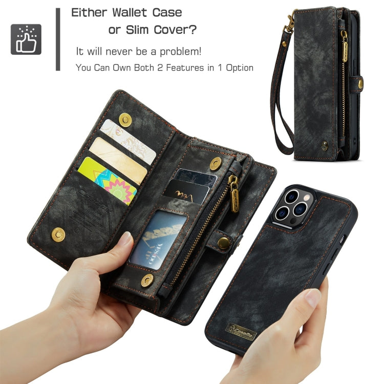 For iPhone 12 Pro Max CaseMe-008 Detachable Multifunctional Wallet Leather Phone Case (Black) - free shipping - PMC Jewellery - Order now!