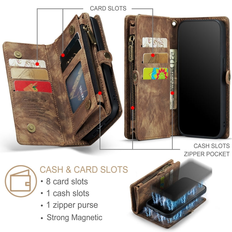 For iPhone 12 Pro Max CaseMe-008 Detachable Multifunctional Wallet Leather Phone Case (Brown) - free shipping - PMC Jewellery - Order now!