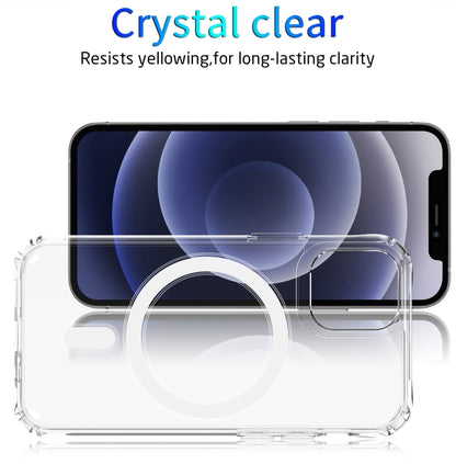 For iPhone 12 Pro Max Magsafe Case Magnetic Ring Clear Crystal Acrylic +TPU Four-corner Airbag Shockproof Case(Transparent) - iPhone 12 Pro Max Cases by PMC Jewellery | Online Shopping South Africa | PMC Jewellery