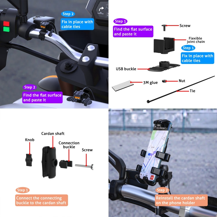 WUPP CS-1186B1 Motorcycle SAE Single USB Port Fast Charging Charger - free shipping - PMC TechLife - Order now!