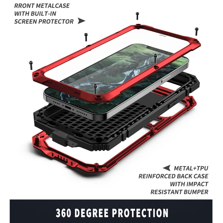 For iPhone 12 Pro Max R-JUST Shockproof Waterproof Dust-proof Metal + Silicone Protective Case with Holder(Red) - free shipping - PMC TechLife - Order now!