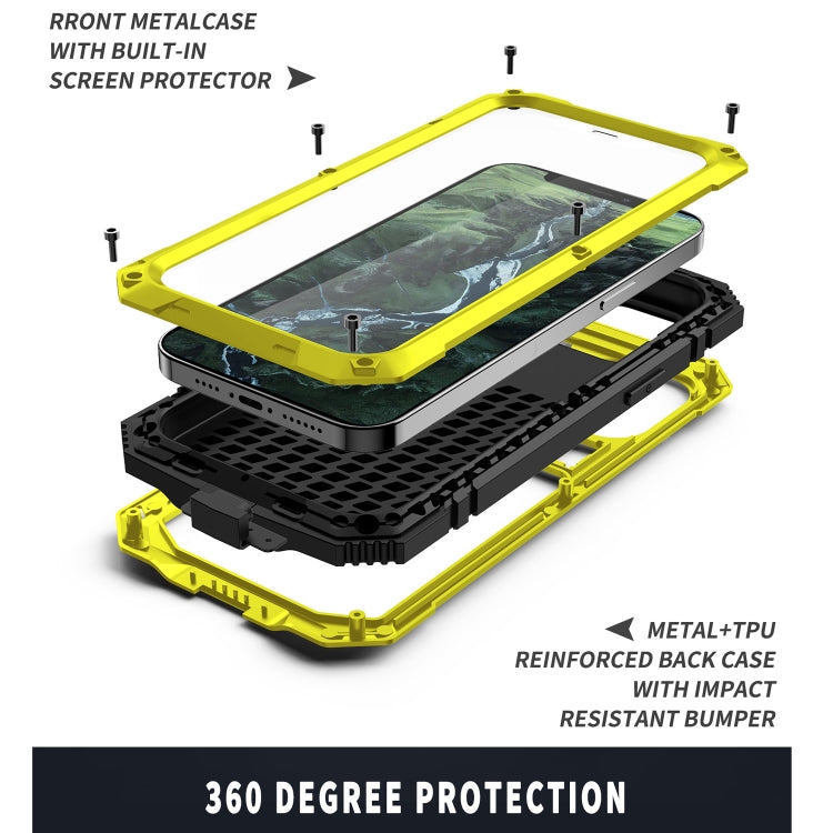 For iPhone 12 Pro Max R-JUST Shockproof Waterproof Dust-proof Metal + Silicone Protective Case with Holder(Yellow) - free shipping - PMC TechLife - Order now!