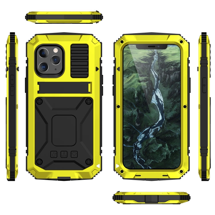 For iPhone 12 mini R-JUST Shockproof Waterproof Dust-proof Metal + Silicone Protective Case with Holder (Yellow) - free shipping - PMC TechLife - Order now!